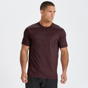 Vuori Tradewind Performance Tech Tee In Oxblood Heather Classic Gym Activewear